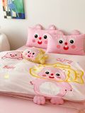  Bộ Chăn Ga Cotton Linen Kids - Bé Cute Hồng 