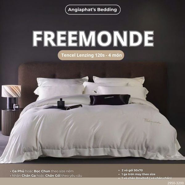  Set Chăn Ga Tencel 120s Freemonce Dệt Vân Chìm - Màu 11 