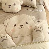  Bộ Chăn Ga Cotton Linen Kids - Gấu Nâu 