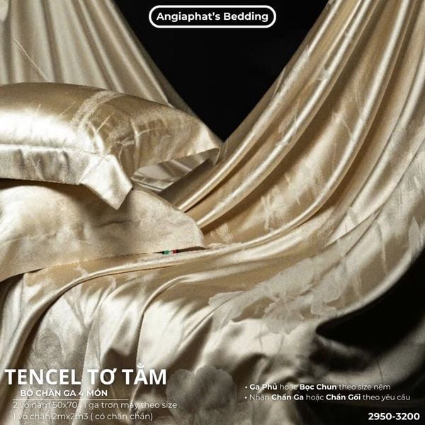  Set Chăn Ga Tencel Tơ Tằm COLOGNE - Vàng Gold 