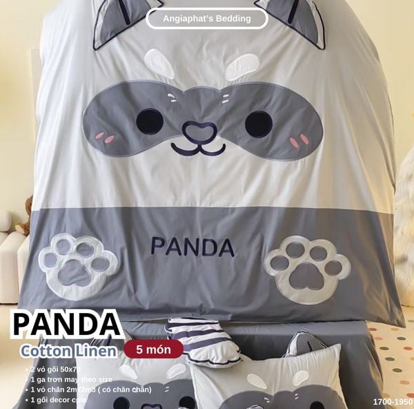  Bộ Chăn Ga Cotton Linen Kids / Cho Bé - Panda 