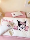  Bộ Chăn Ga Cotton Linen Kids - Kuromi 3 HỒNG 