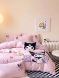  Bộ Chăn Ga Cotton Linen Kids - Kuromi 2 HỒNG 