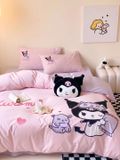  Bộ Chăn Ga Cotton Linen Kids - Kuromi 2 HỒNG 