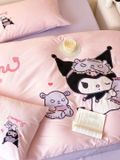  Bộ Chăn Ga Cotton Linen Kids - Kuromi 2 HỒNG 