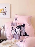  Bộ Chăn Ga Cotton Linen Kids - Kuromi 2 HỒNG 