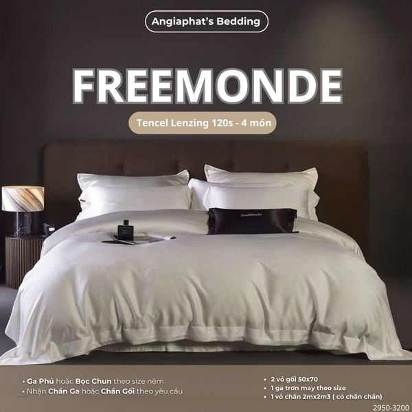  Set Chăn Ga Tencel 120s Freemonce Dệt Vân Chìm - Màu 12 