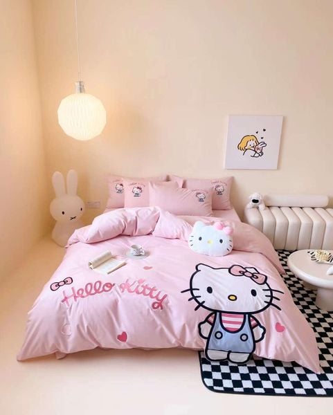  Bộ Chăn Ga Cotton Linen Kids - Kitty 1 