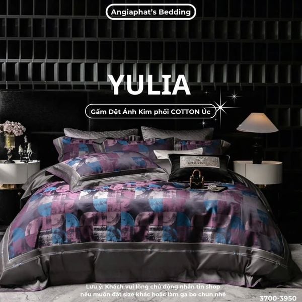  Set Chăn Ga Luxury - Gấm Siêu Mịn - YULIA TÍM 