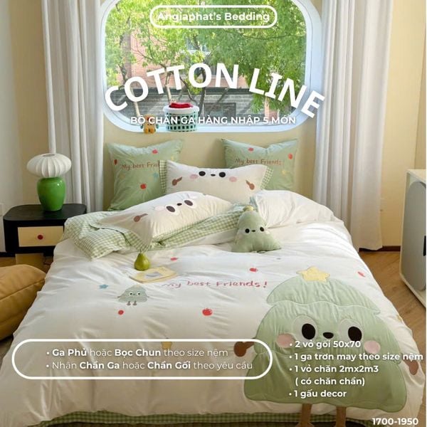  Bộ Chăn Ga Cotton Linen Kids / Cho Bé - Cây Thông Xanh 
