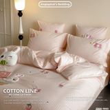  Bộ Chăn Ga Cotton Linen Kids / Cho Bé - Thỏ Caro 