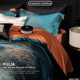  Set Chăn Ga Luxury - Gấm Siêu Mịn - YULIA XANH CAM 