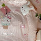  Bộ Chăn Ga Cotton Linen Kids / Cho Bé - Thỏ Caro 
