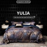  Set Chăn Ga Luxury - Gấm Siêu Mịn - YULIA TÍM GHI 