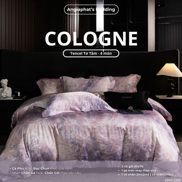  Set Chăn Ga Tencel Tơ Tằm COLOGNE - Tím 