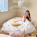  Bộ Chăn Ga Cotton Linen Kids / Cho Bé - Heo Hồng 