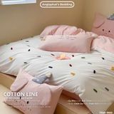  Bộ Chăn Ga Cotton Linen Kids / Cho Bé - Heo Hồng 
