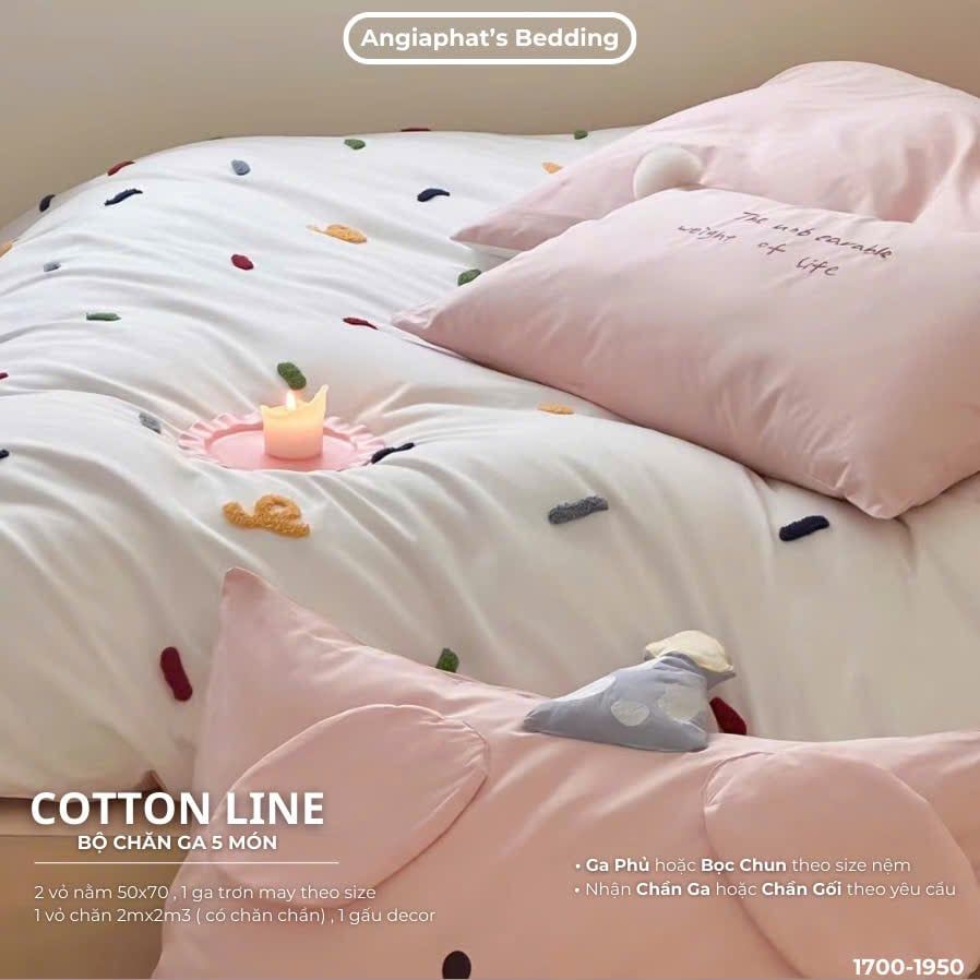  Bộ Chăn Ga Cotton Linen Kids / Cho Bé - Heo Hồng 