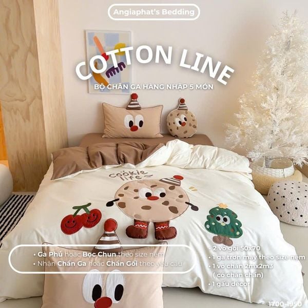  Bộ Chăn Ga Cotton Linen Kids / Cho Bé - Cookies 