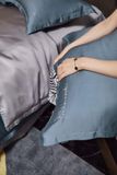  Bộ Chăn Ga Tencel 80S Freemonde Phối Xanh - Xám 