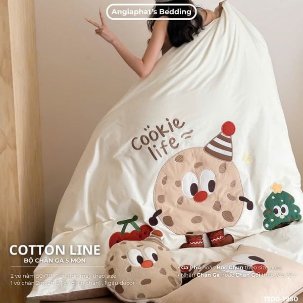  Bộ Chăn Ga Cotton Linen Kids / Cho Bé - Cookies 