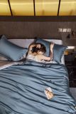  Bộ Chăn Ga Tencel 80S Freemonde Phối Xanh - Xám 