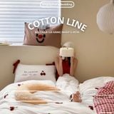  Bộ Chăn Ga Cotton Linen Kids / Cho Bé - Cherry 