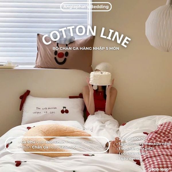  Bộ Chăn Ga Cotton Linen Kids / Cho Bé - Cherry 