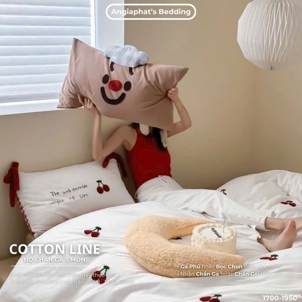  Bộ Chăn Ga Cotton Linen Kids / Cho Bé - Cherry 