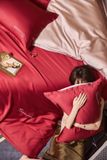  Bộ Chăn Ga Tencel 80S Freemonde  Phối Đỏ - Hồng 