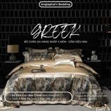  Set Chăn Ga Luxury - Gấm Siêu Mịn - Lá Vàng 