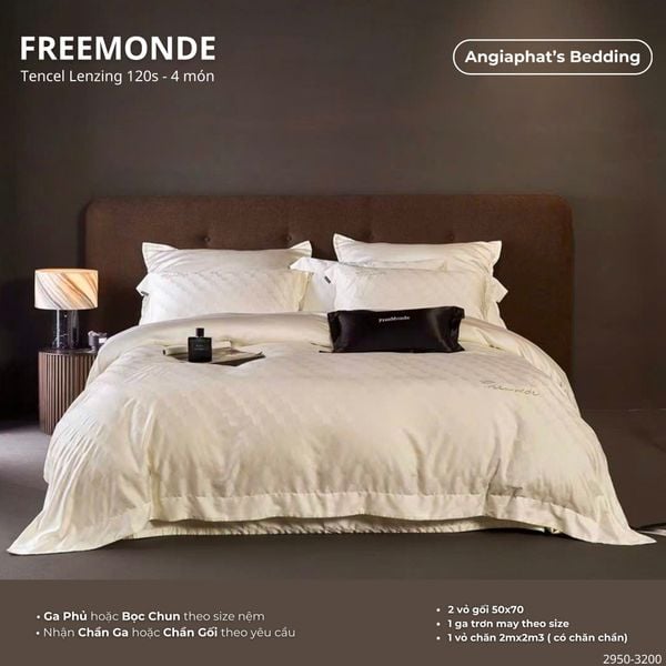  Set Chăn Ga Tencel 120s Freemonce Dệt Vân Chìm - Màu 1 