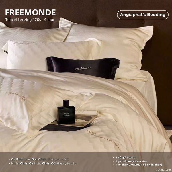  Set Chăn Ga Tencel 120s Freemonce Dệt Vân Chìm - Màu 1 