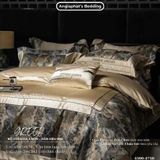  Set Chăn Ga Luxury - Gấm Siêu Mịn - Lá Vàng 