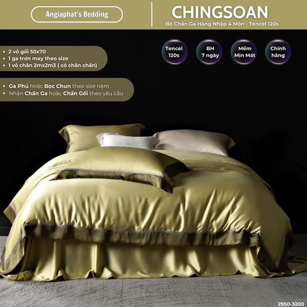  Set Chăn Ga Tencel 120s Chingsuan Viền - Màu 1 