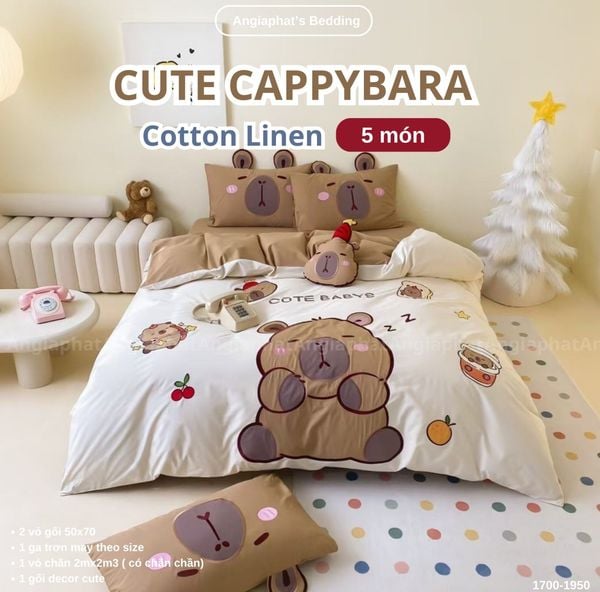  Bộ Chăn Ga Cotton Linen Kids - Capybara 