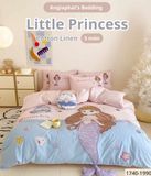  Bộ Chăn Ga Cotton Linen Kids - Tiên Cá 
