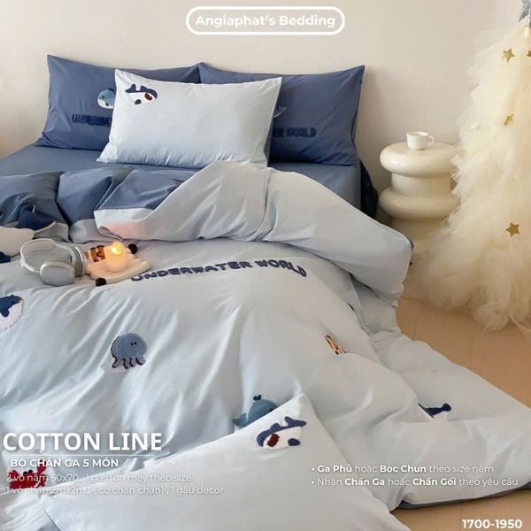  Bộ Chăn Ga Cotton Linen Kids / Cho Bé - Underwater 