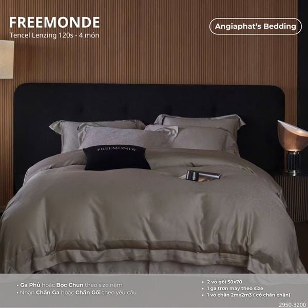  Set Chăn Ga Tencel 120s Freemonce Dệt Vân Chìm - Màu 2 