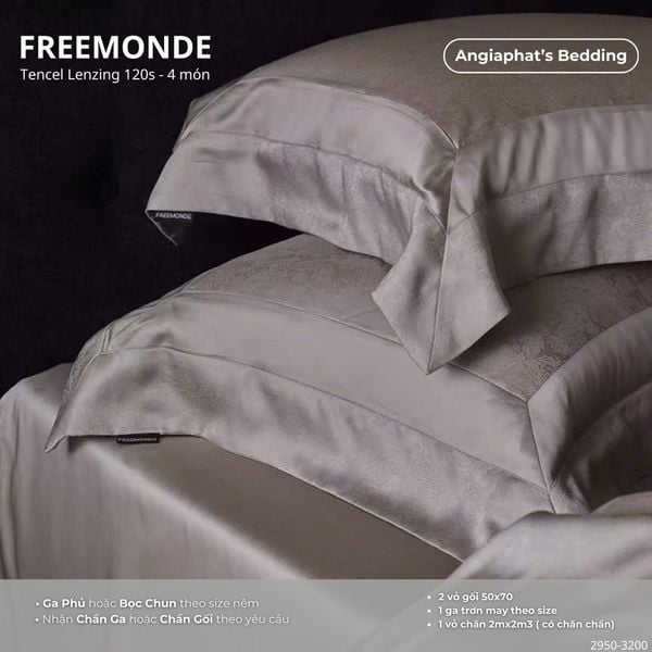  Set Chăn Ga Tencel 120s Freemonce Dệt Vân Chìm - Màu 2 