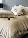  Set Chăn Ga Tencel 120s Markcross Dệt Vân Chìm  - Màu Kem Be 