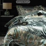  Set Chăn Ga Luxury - Gấm Siêu Mịn - Lá Xanh 