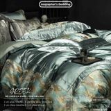  Set Chăn Ga Luxury - Gấm Siêu Mịn - Lá Xanh 
