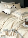  Set Chăn Ga Tencel 120s Markcross Dệt Vân Chìm  - Màu Kem Be 