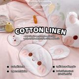  Bộ Chăn Ga Cotton Linen Kids / Cho Bé - Thỏ  Hồng Cam 