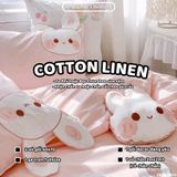 Bộ Chăn Ga Cotton Linen Kids / Cho Bé - Thỏ  Hồng Cam 