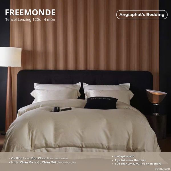  Set Chăn Ga Tencel 120s Freemonce Dệt Vân Chìm - Màu 3 