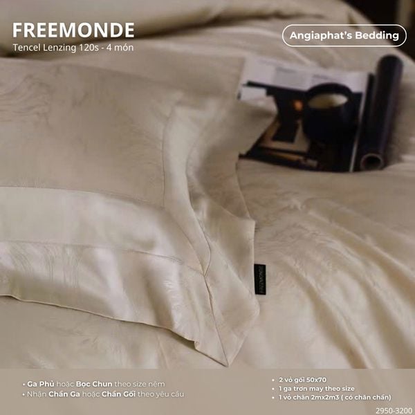  Set Chăn Ga Tencel 120s Freemonce Dệt Vân Chìm - Màu 3 