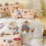  Bộ Chăn Ga Cotton Linen Kids / Cho Bé - Cute Mouse 