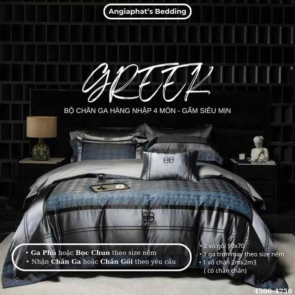  Set Chăn Ga Luxury - Gấm Siêu Mịn - B XANH 